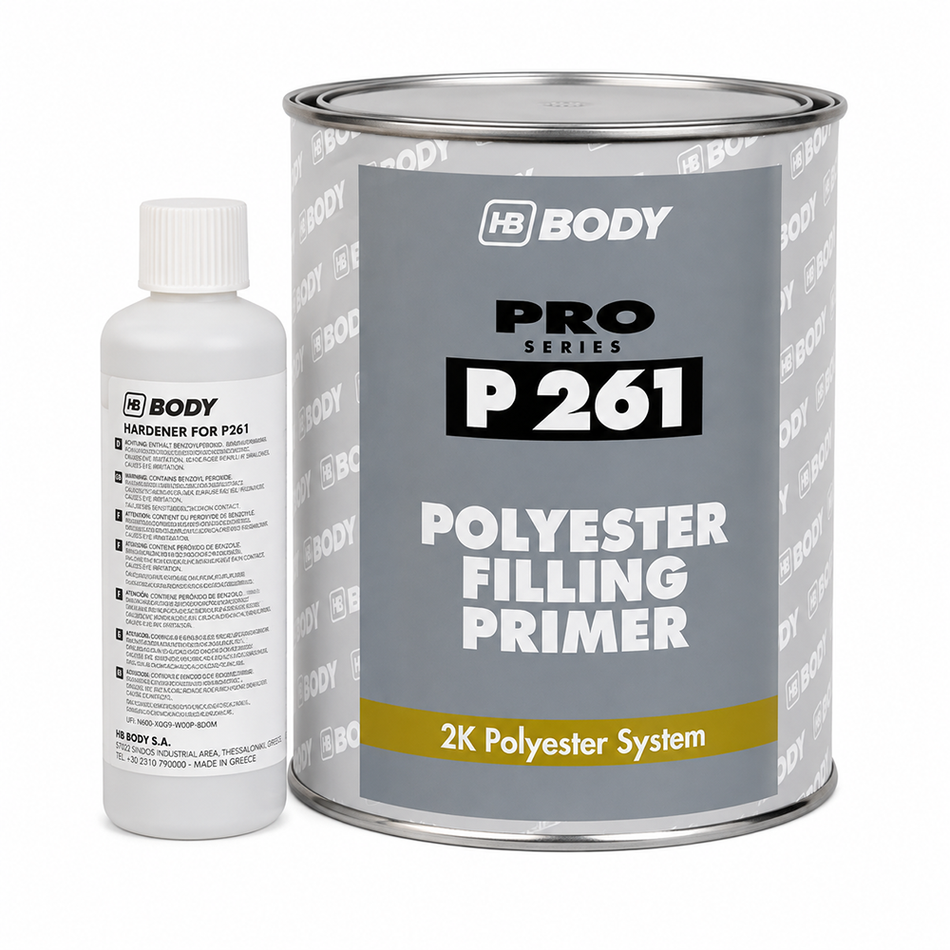 HB BODY P261 2K Polyester Filling Primer 1L With Hardener High Build