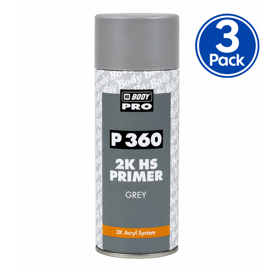 HB BODY P360 2K HS Primer Filler Grey 400mL Aerosol 3 Pack
