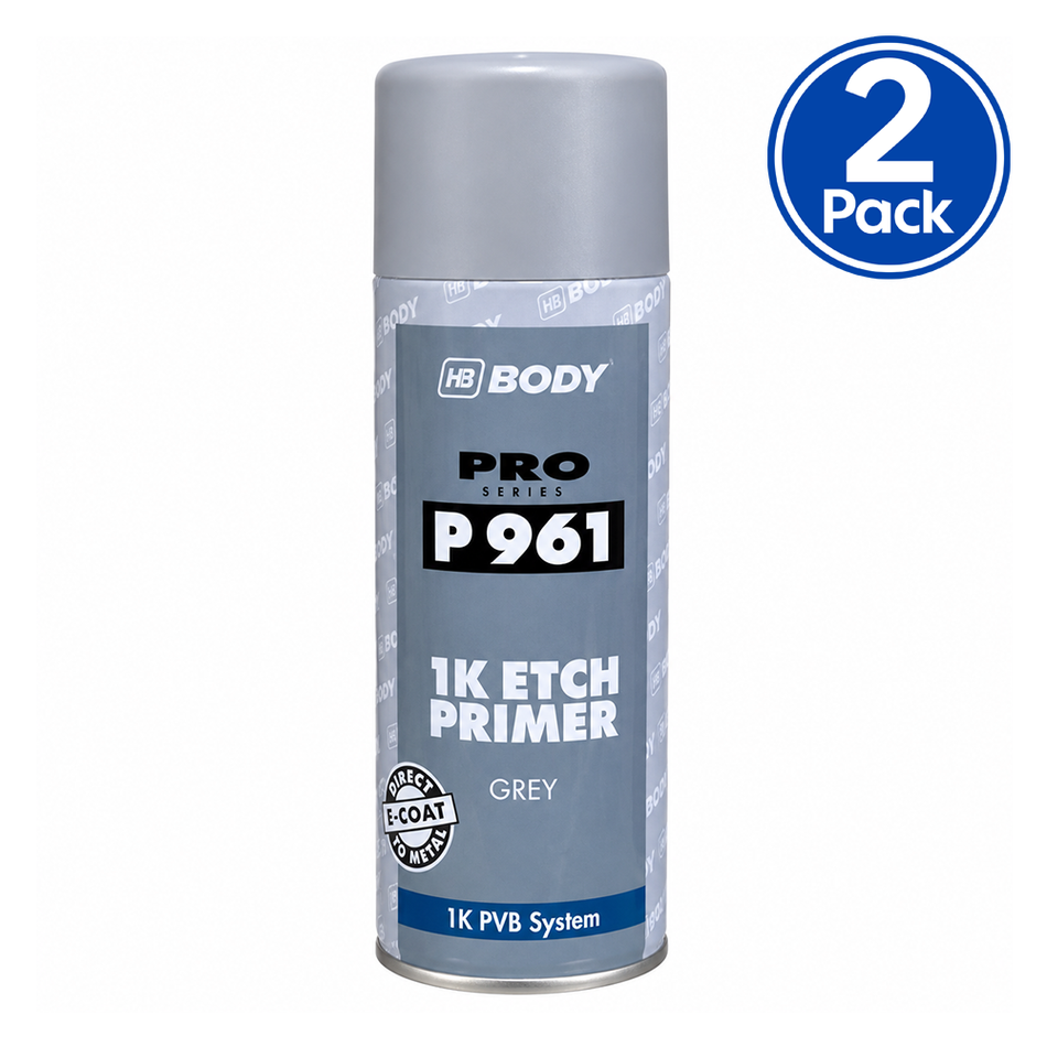 HB BODY 961 1K E-Coat Etch Primer Light Grey 400ml Aerosol 2 Pack