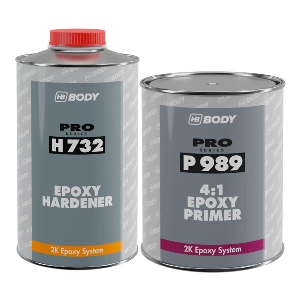 HB Body P989 + H732 4:1 2K Epoxy Primer 1.25L Grey Kit With Hardener Pack Bundle