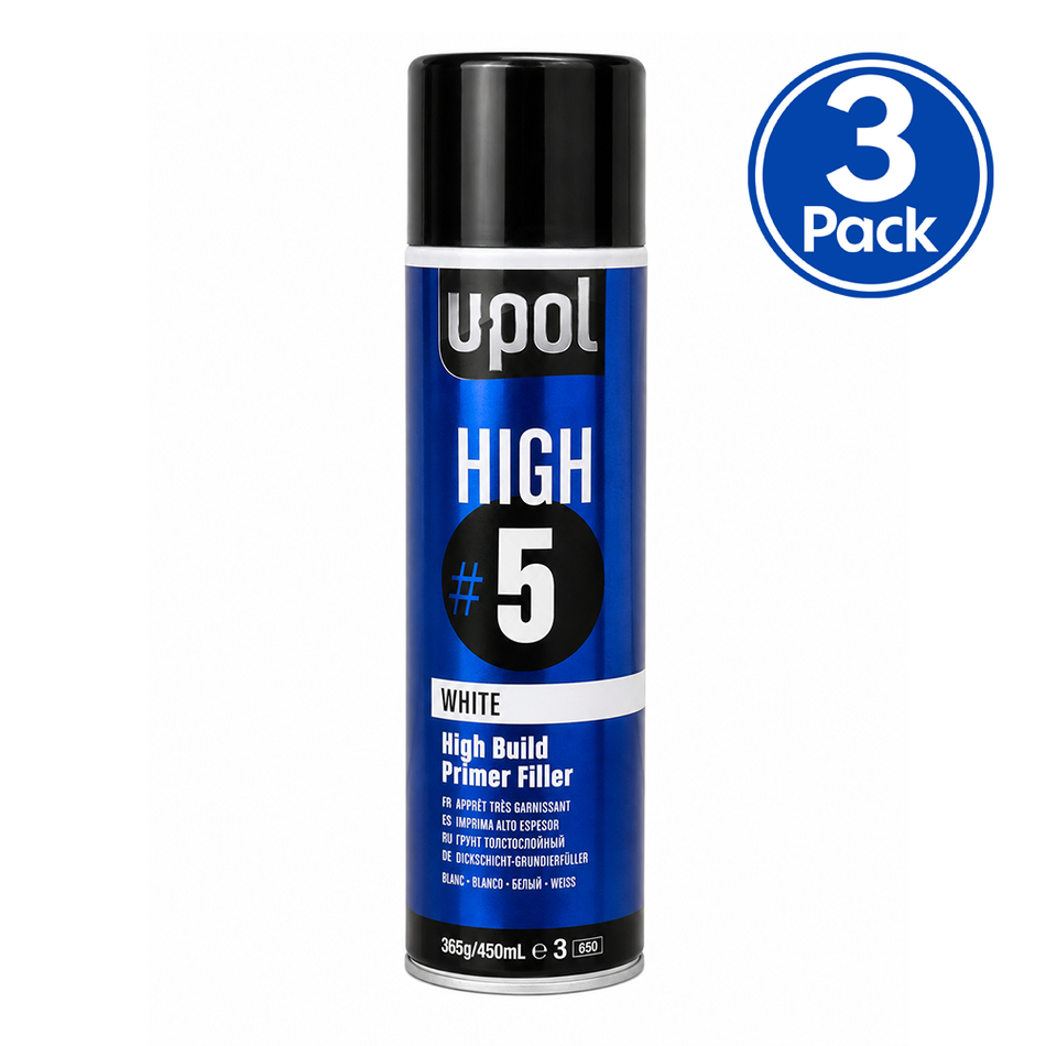 U-POL High #5 Primer White 450ml Aerosol 3 Pack