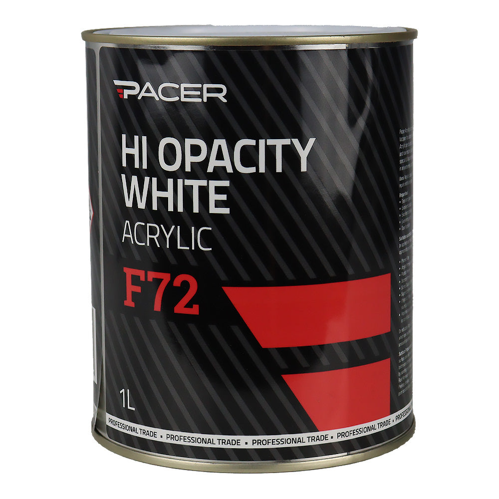 PACER F72 Hi Opacity White Acrylic Paint 1L Professional Automotive Durable