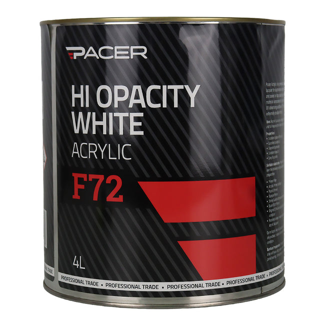 PACER F72 Hi Opacity White Acrylic Paint 4L Professional Automotive Durable