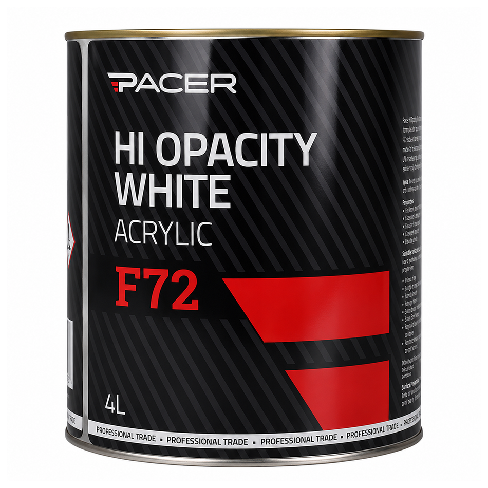 PACER F72 Hi Opacity White Acrylic Paint 4L Professional Automotive Durable