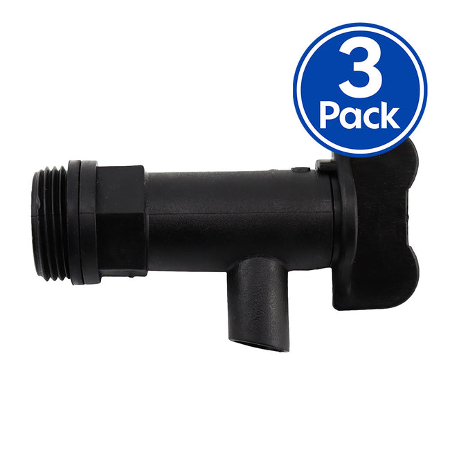 SEPTONE Plastic Solvent Drum Tap 20L & 60L 3/4 BSP Black x 3 Pack