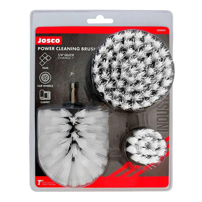 JOSCO Heavy Duty Drill Mounted Cleaning Brush Kit 3 Pieces
