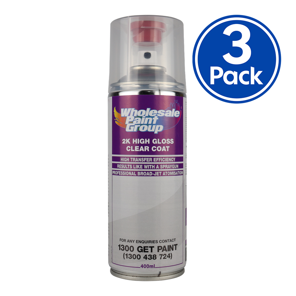 SPRAYMAX 2K Urethane Clear Coat Aerosol 400ml High Gloss 3 Pack