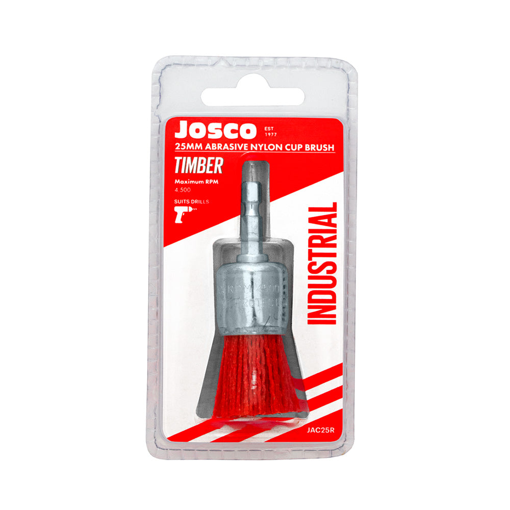 JOSCO 25mm Abrasive Nylon Cup Brush Drill Attachment