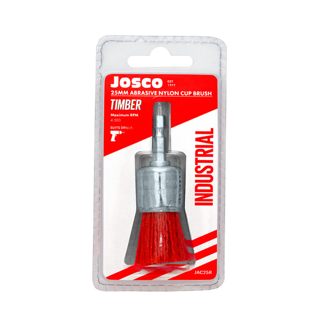 JOSCO 25mm Abrasive Nylon Cup Brush Drill Attachment