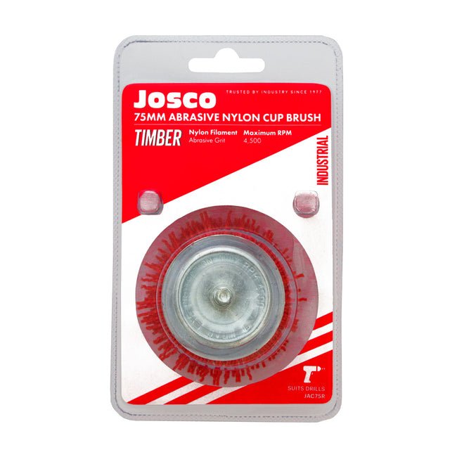 JOSCO 75mm Abrasive Nylon Cup Brush Drill Attachment