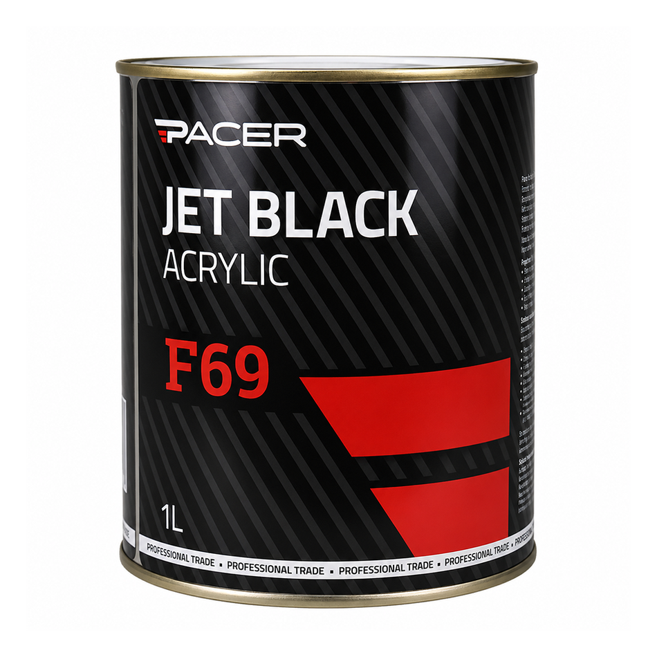 PACER F69 Jet Black Acrylic Paint 1L Professional Automotive Durable