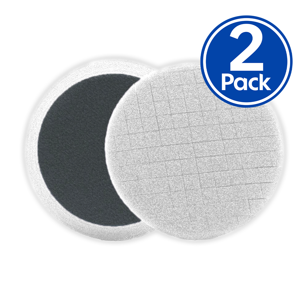 3D White Spider-Cut Foam Finishing Pad 3.5" x 2 Pack Hook & Loop Heavy Cutting