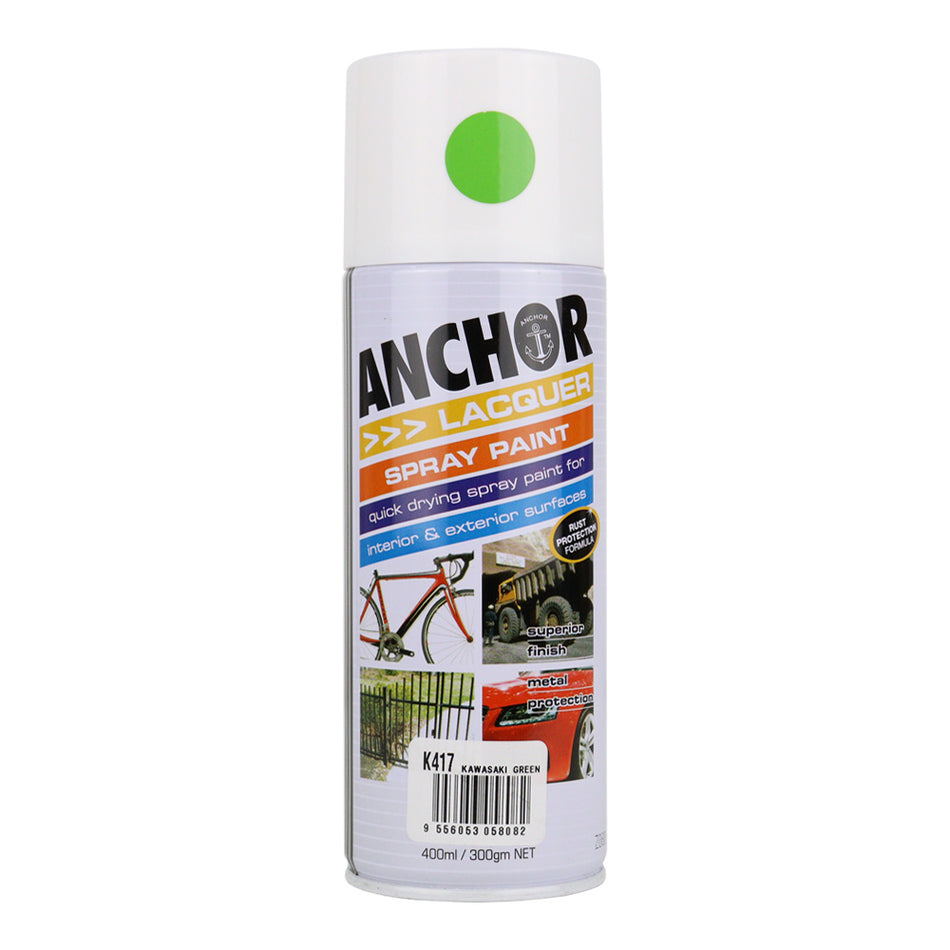 ANCHOR Lacquer Spray Paint Kawasaki Green 300gm Aerosol Quick Drying