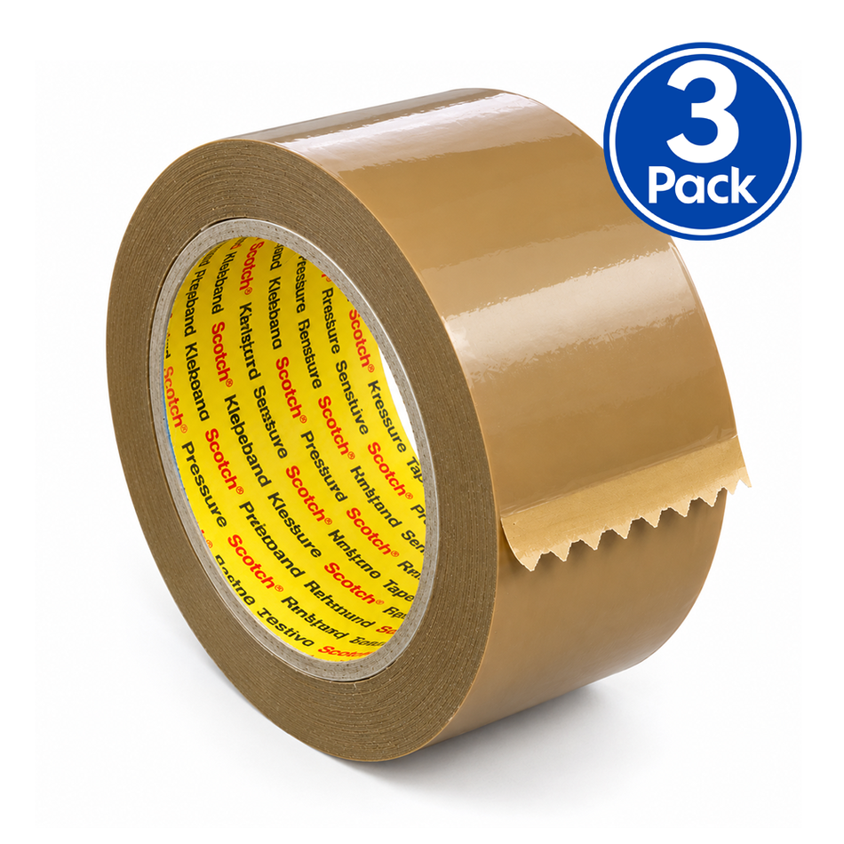 3M 370 Brown Packaging Tape 48mm x 75m 3 Pack