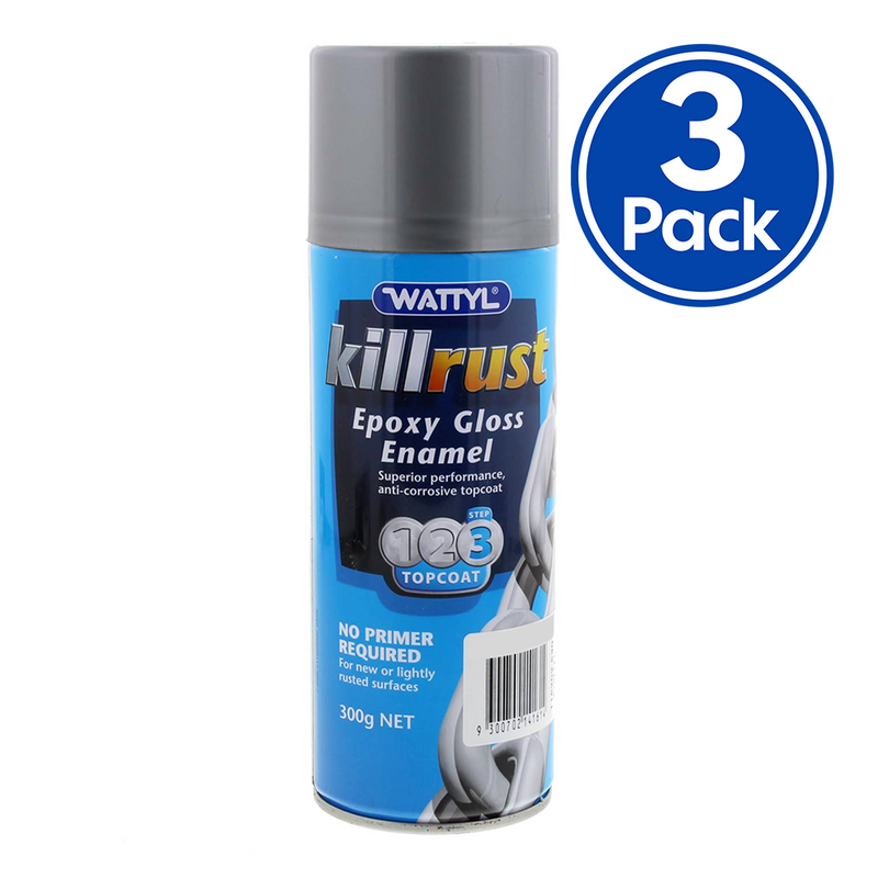 WATTYL Killrust Epoxy Gloss Enamel Spray Paint Silver Aluminium 300g A ...
