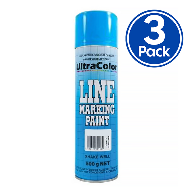 ULTRACOLOR Line Marking Spray Paint Blue 500g Aerosol x 3 Pack