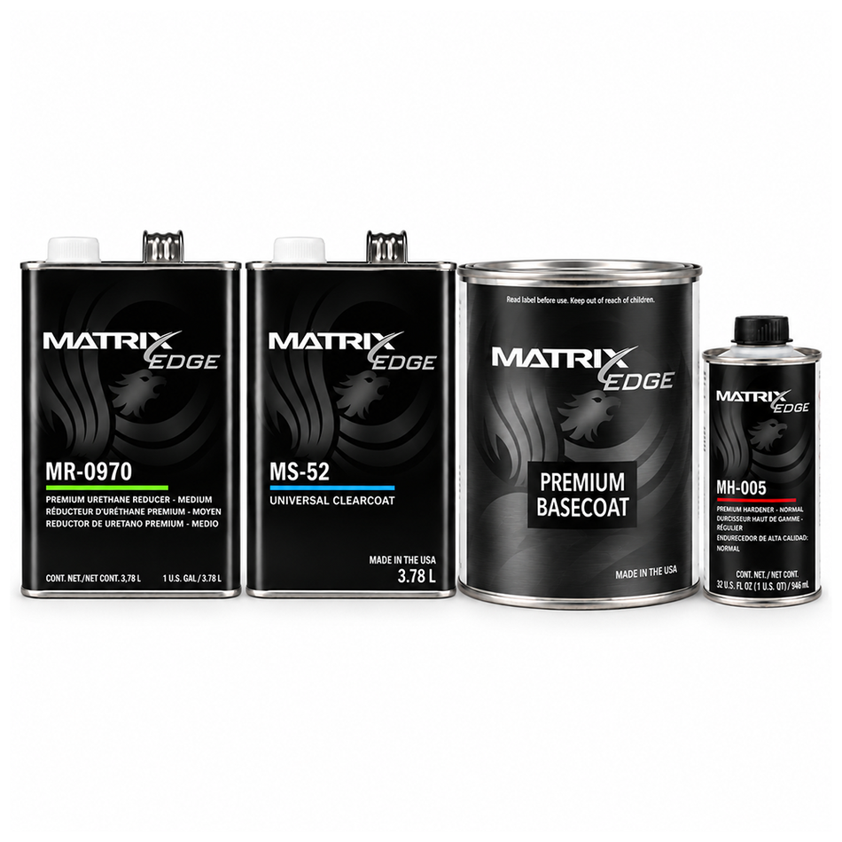 MATRIX EDGE Automotive Paint Kit 4L Custom Basecoat Reducer Clearcoat