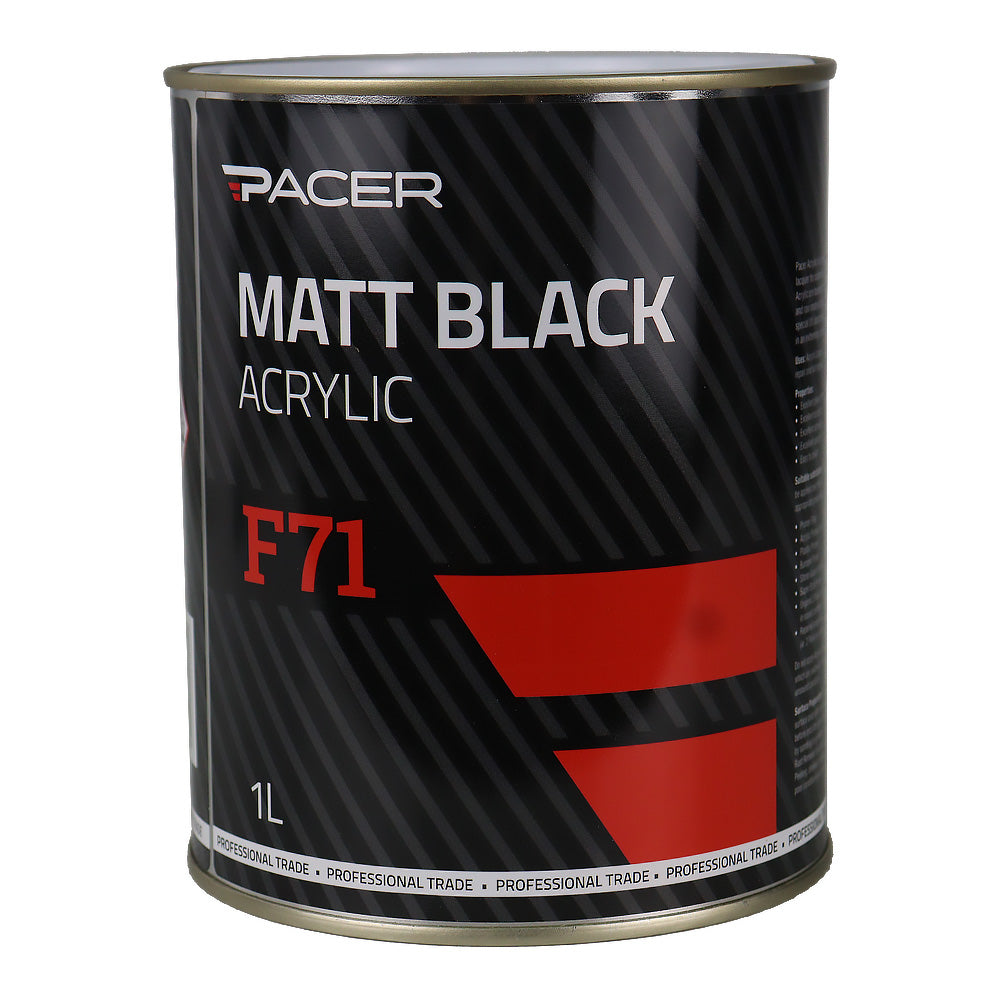 PACER F71 Matt Black Acrylic Paint 1L Professional Automotive Durable