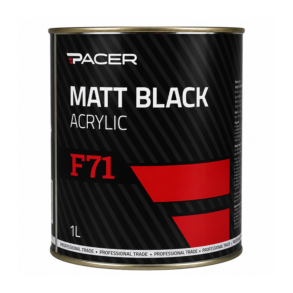 PACER F71 Matt Black Acrylic Paint 1L Professional Automotive Durable