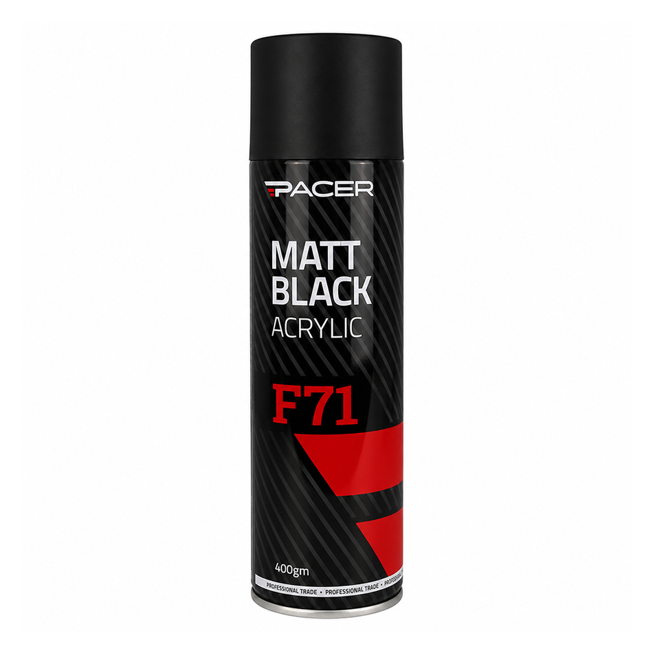 PACER F71 Matt Black Acrylic 400gm Automotive Spray Paint Durable Finish