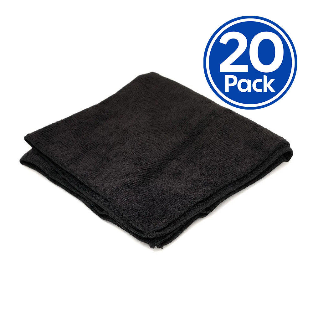 PUREWAX Black Microfibre Cloth 400mm x 400mm x 20 Pack Edgeless Towel