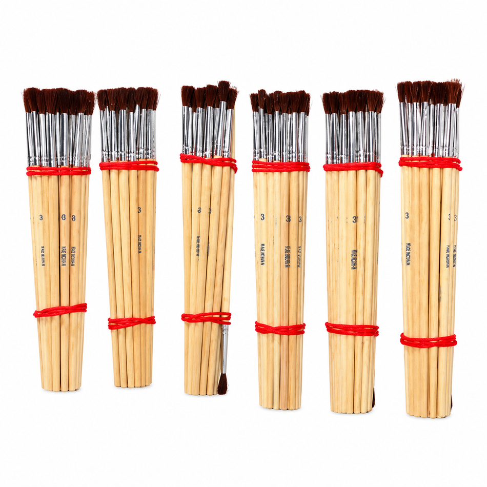 GPI Touch Up Paint Brushes Assorted Sizes 1-6 144 Pack