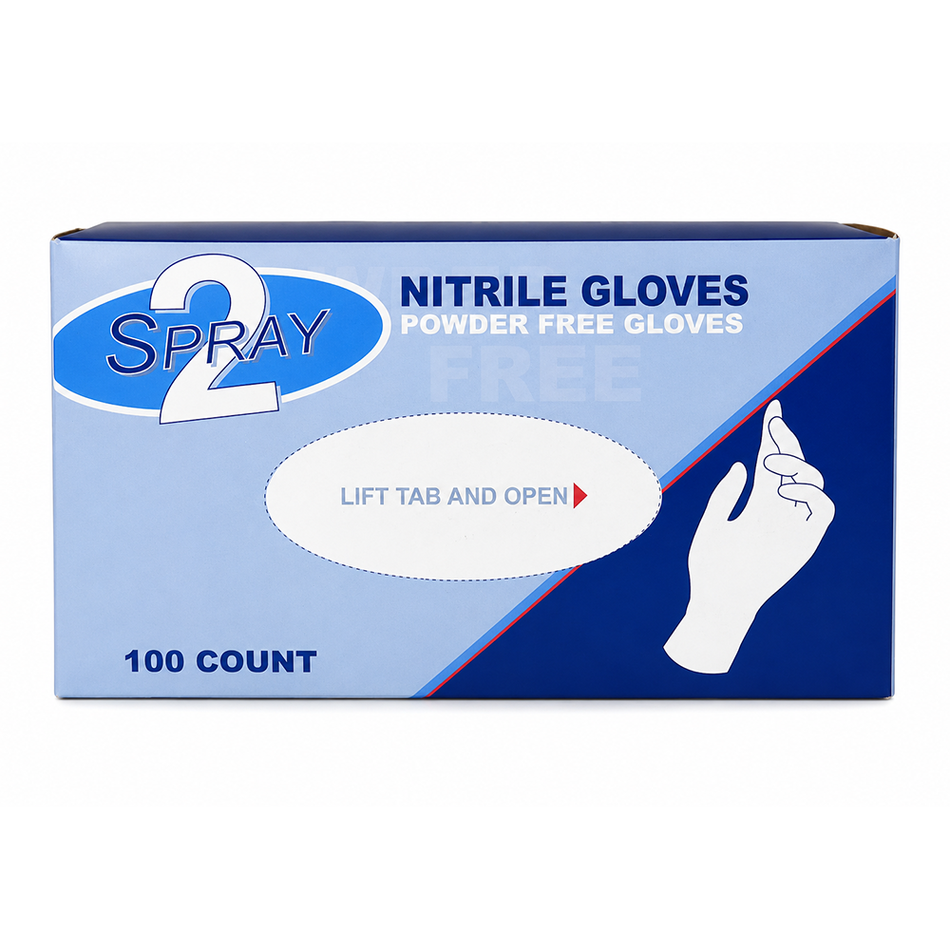 2Spray Blue Nitrile Gloves 100 Pack