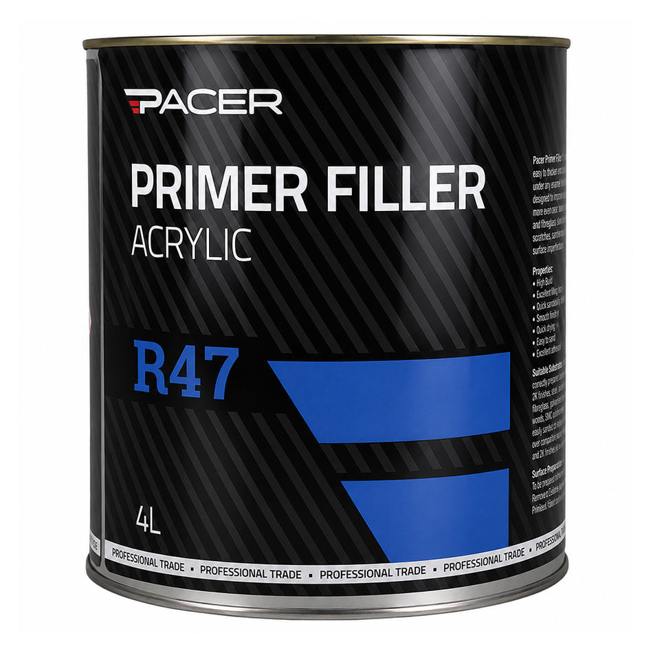 PACER R47 Primer Filler Acrylic 4L Grey High Build Automotive Primer