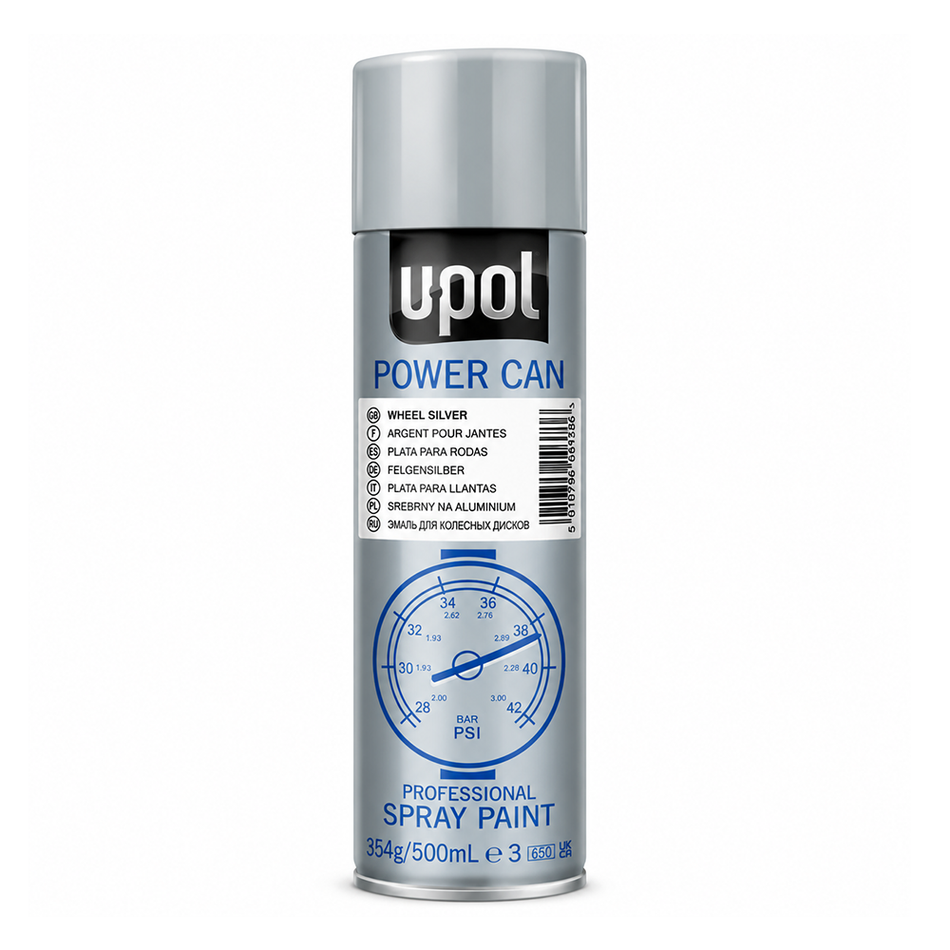 U-POL Power Can Wheel Silver Alloy Wheel Spray Paint 500ml