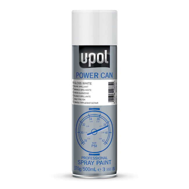 U-POL Power Can Top Coat Spray Paint Gloss White 500ml Aerosol