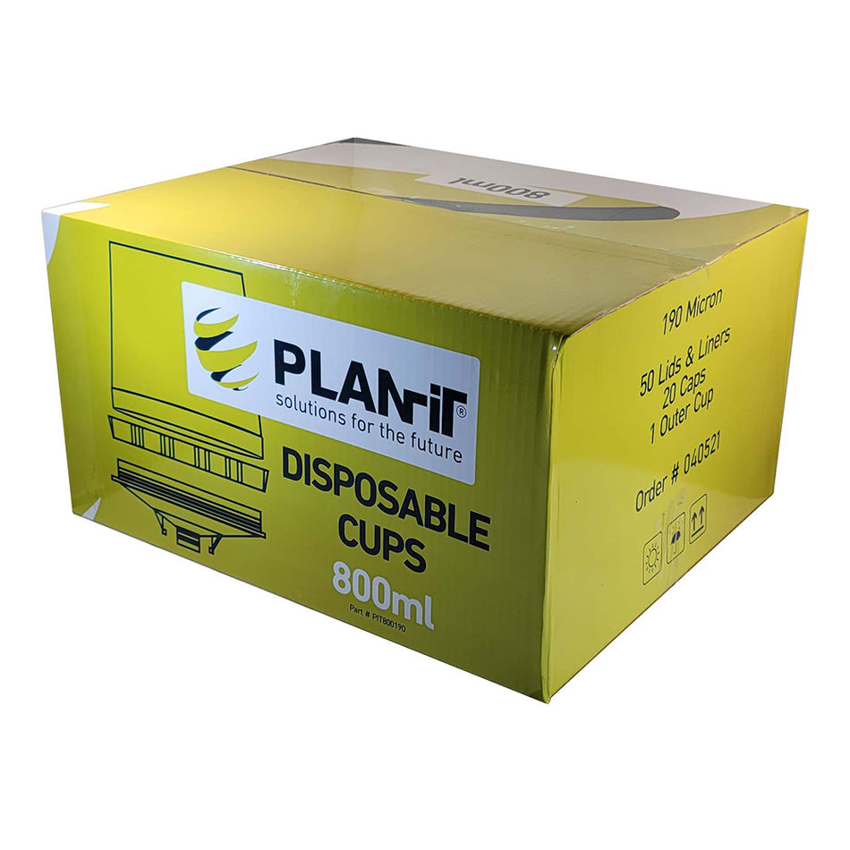 PLANIT Disposable Lids & Liners Kit 800ml 190um Filters PPS Cups