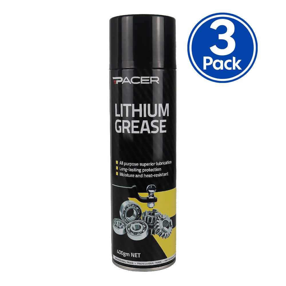 PACER White Lithium Grease 400gm High-Performance Lubricant x3