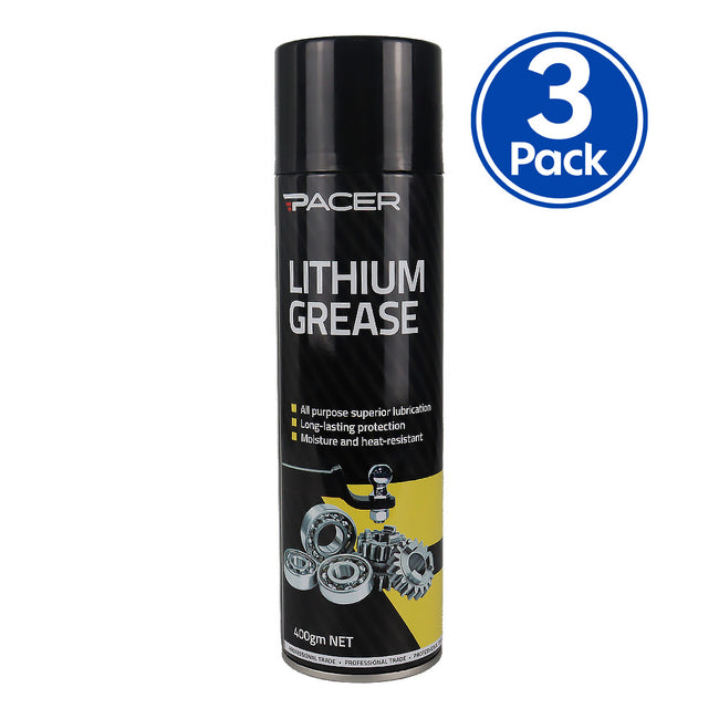 PACER White Lithium Grease 400gm High-Performance Lubricant x3