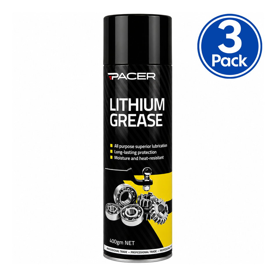 PACER White Lithium Grease 400gm High-Performance Lubricant x3