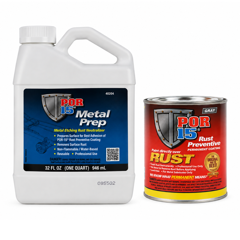POR-15 Rust Preventive Paint Grey 473ml & Metal Prep 946ml Bundle