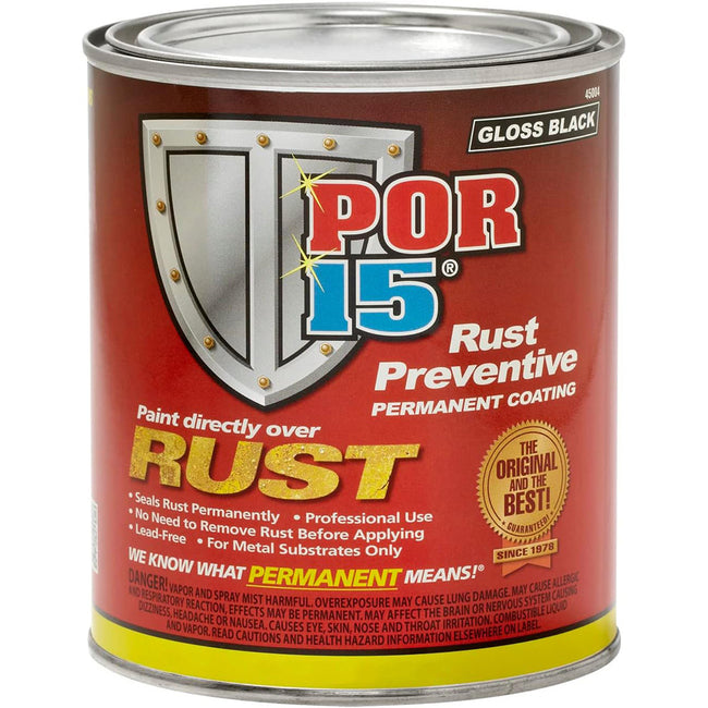 POR15 Rust Preventive Coating 473ml Gloss Black Permanent Coating Paint