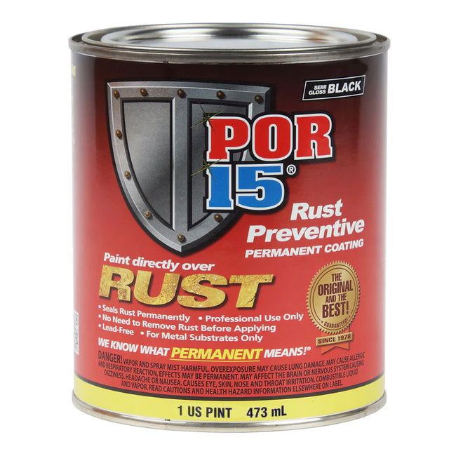 POR15 Rust Preventive Coating 473ml Semi Gloss Black Permanent Coating Paint