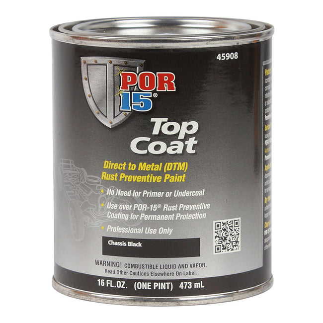 POR15 Top Coat 473ml Chassis Black Paint Direct To Metal Rust Prevention