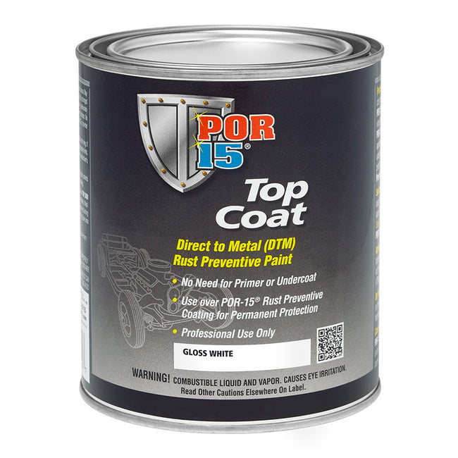 POR15 Top Coat 473ml Gloss White Paint Direct To Metal Rust Prevention