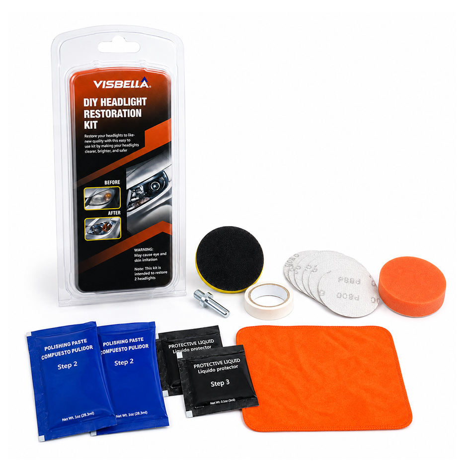 VISBELLA DIY Headlight Restoration Kit with UV Protection