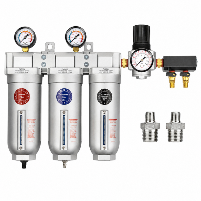 2SPRAY 3 Stage Air Breathing Filter with Regulator & Twin Outlets