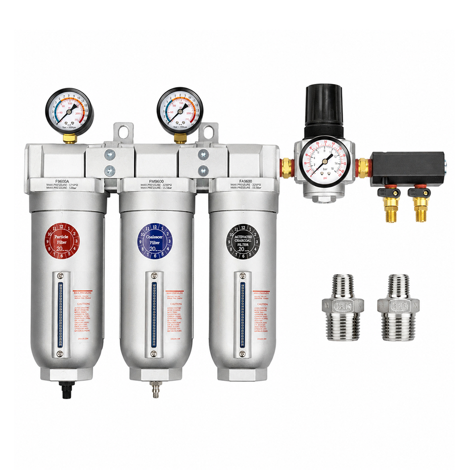 2SPRAY 3 Stage Air Breathing Filter with Regulator & Twin Outlets