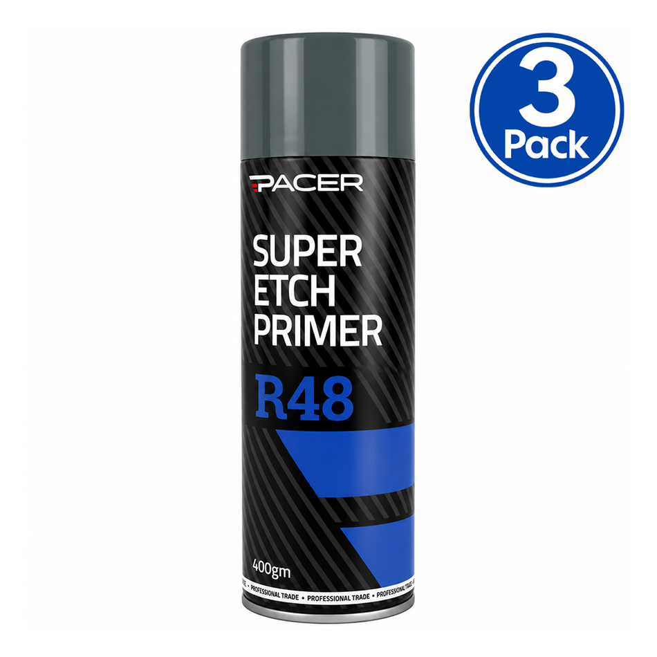 PACER R48 Super Etch Primer Grey 400gm Aerosol Metal Surface Adhesion x3
