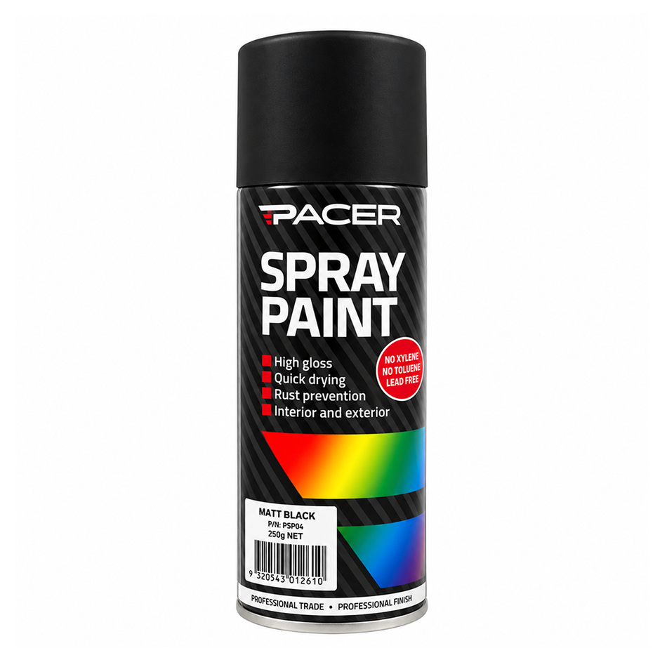 PACER Matt Black Enamel Spray Paint 250g 3 Pack