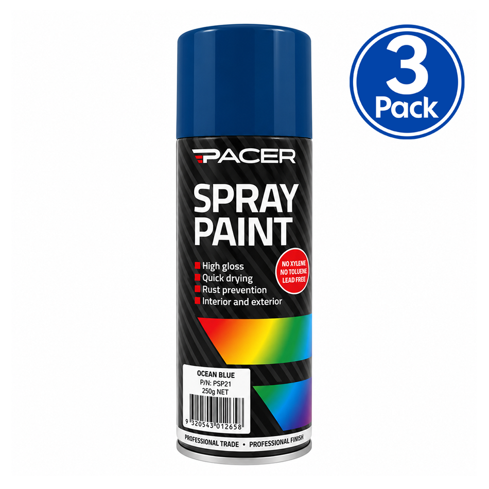 PACER Ocean Blue Enamel Spray Paint 250g 3 Pack