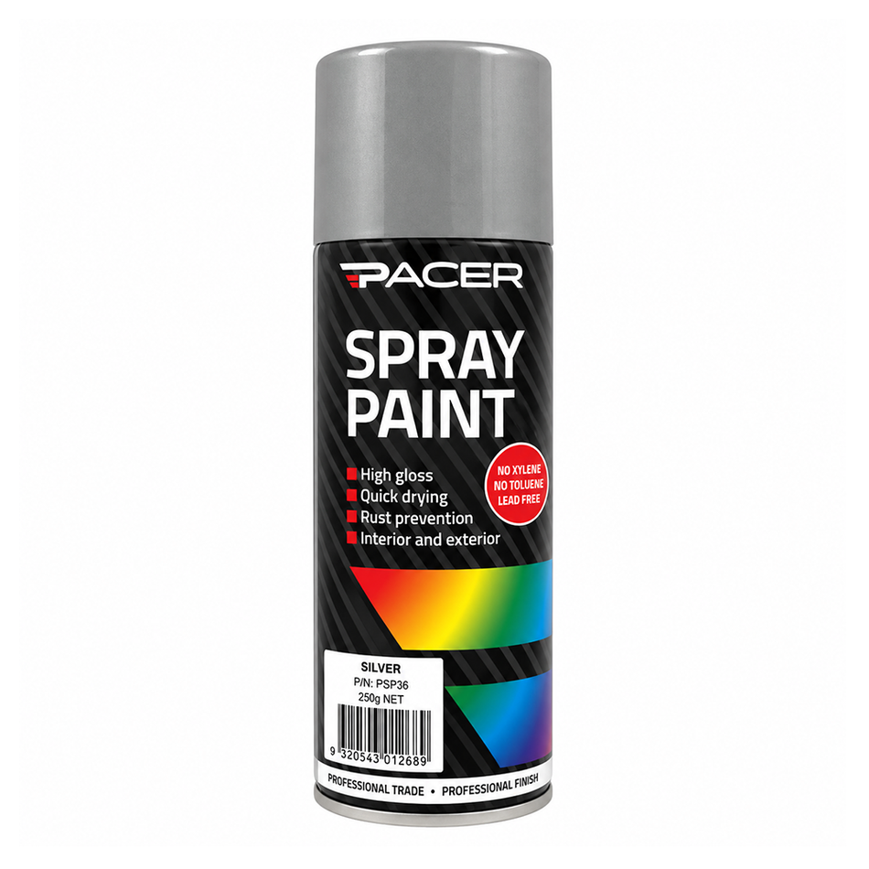 PACER Silver Enamel Spray Paint 250g 3 Pack