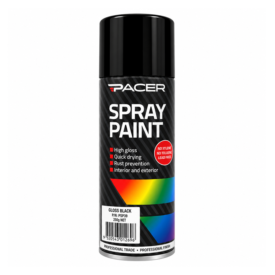 PACER Gloss Black Enamel Spray Paint 250g 3 Pack