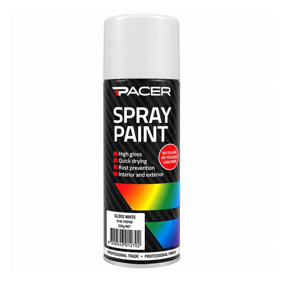 PACER Gloss White Enamel Spray Paint 250g 3 Pack