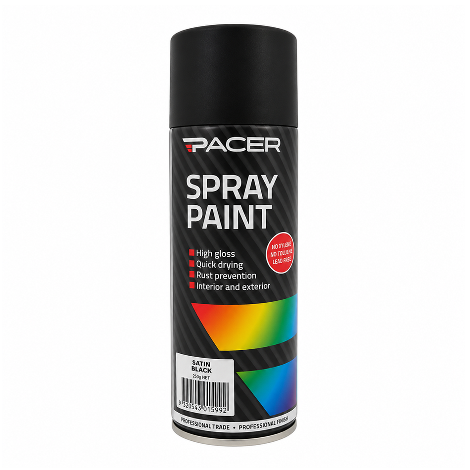 PACER Satin Black Enamel Spray Paint 250g