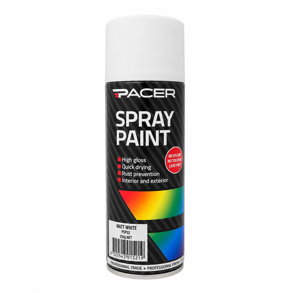 PACER Matt White Enamel Spray Paint 250g 3 Pack
